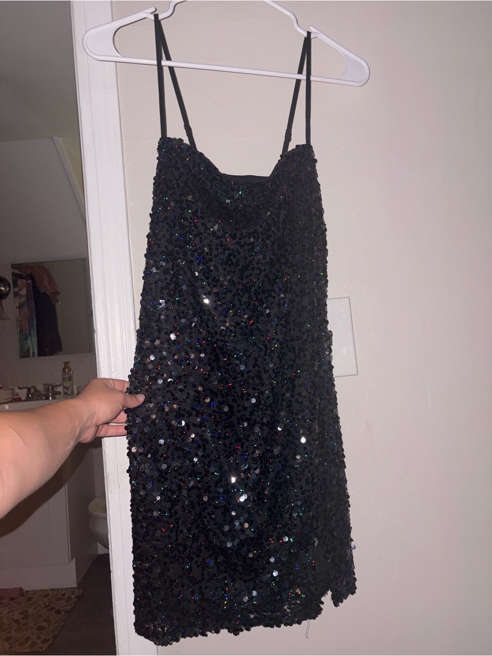 wild fable Black Sequin Strappy Mini Dress